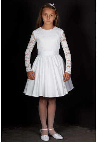 Kurzes Kleid zum Anziehen - Kombination aus Spitze und Satin Maja BI-027.