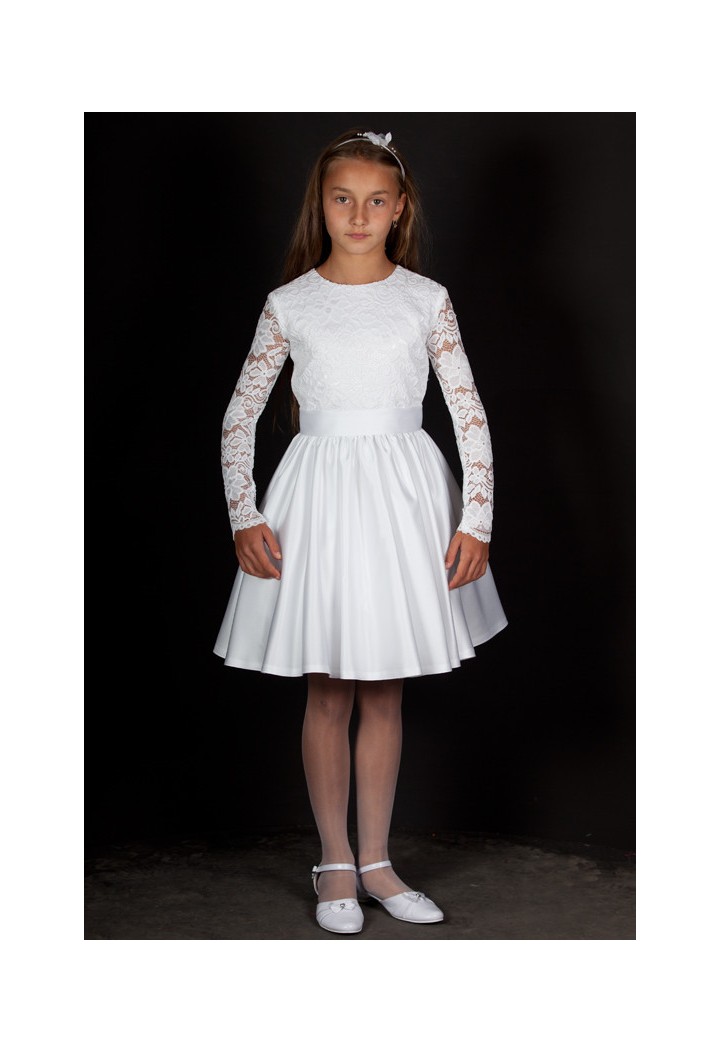 Short dress for dressing up - a combination of lace and satin Maja BI-027.