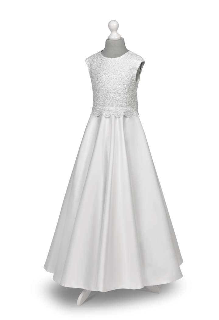 Kommunionskleid Alicia 138 - Kombination aus Satin und Spitze - MKMaryla