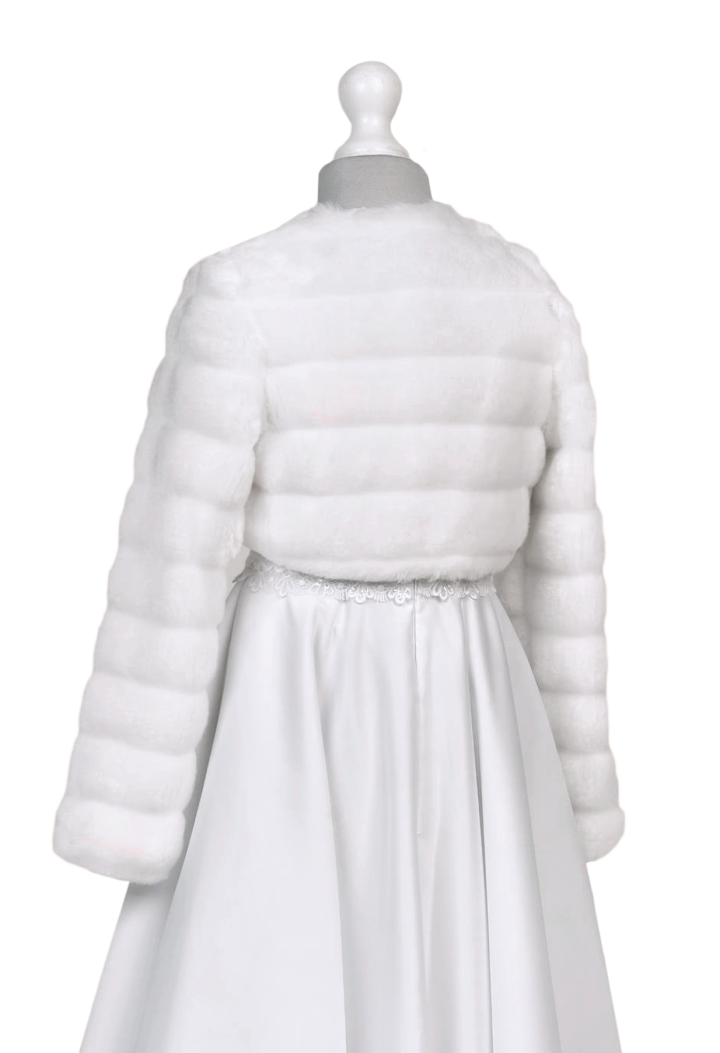 Erstkommunion Pelzmantel für Baby Mädchen, schneeweiß elegant MKMaryla