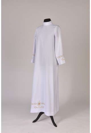 priestly alb, straight cut, decorated with embroidery