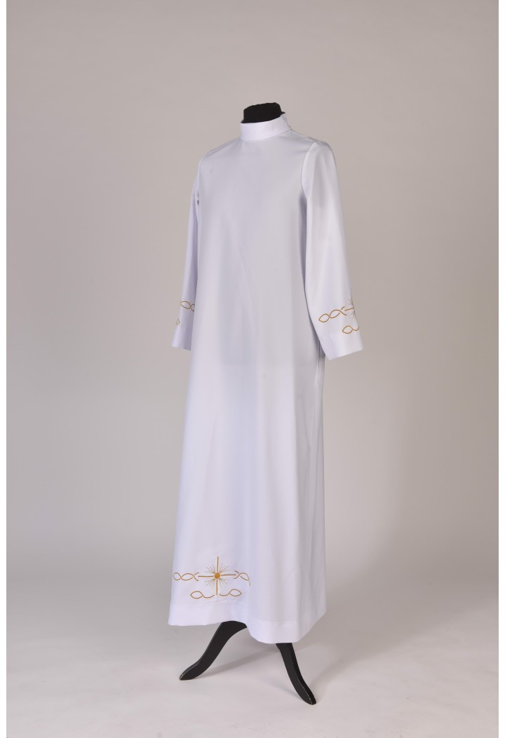 priestly alb, straight cut, decorated with embroidery