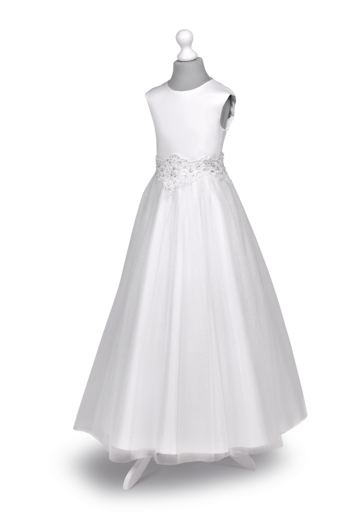 Sukienka  komunijna  princeska z efektowną aplikacją - Laura 140 - MKMaryla