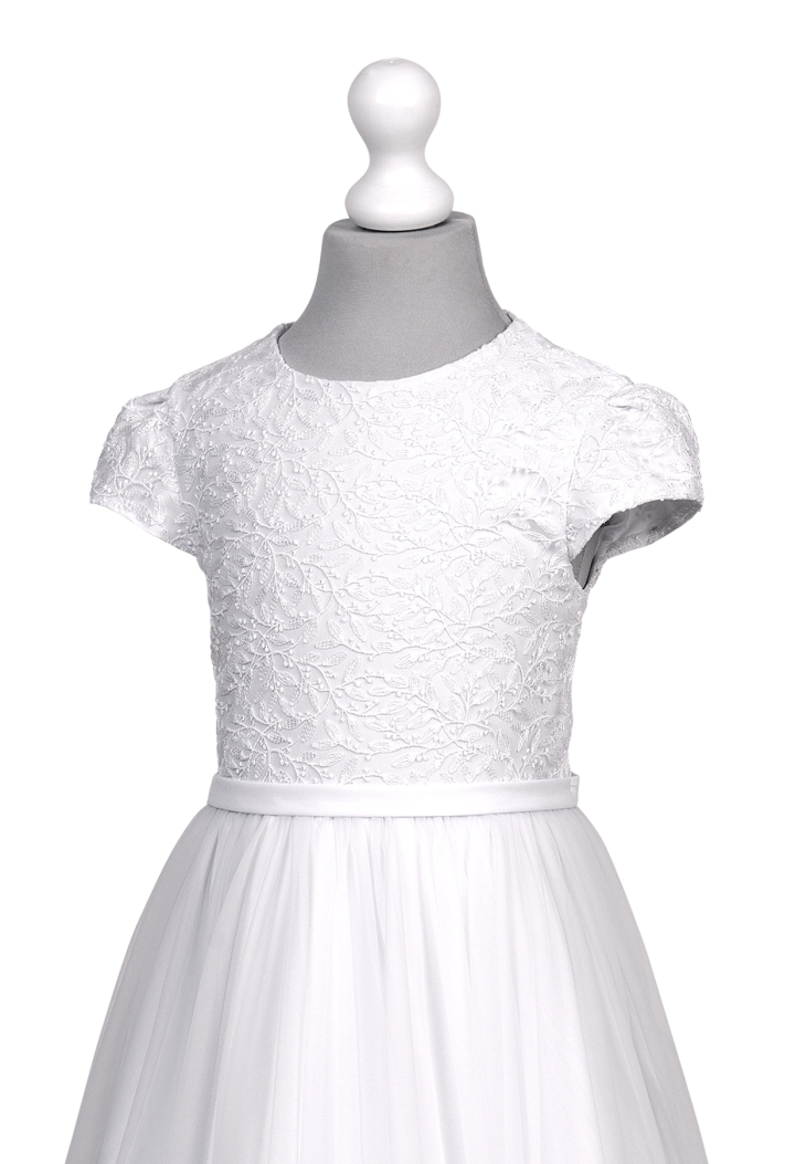 Sukienka na uroczystość komunijną z szyfonem i koronką - Tosia 134- MKMaryla