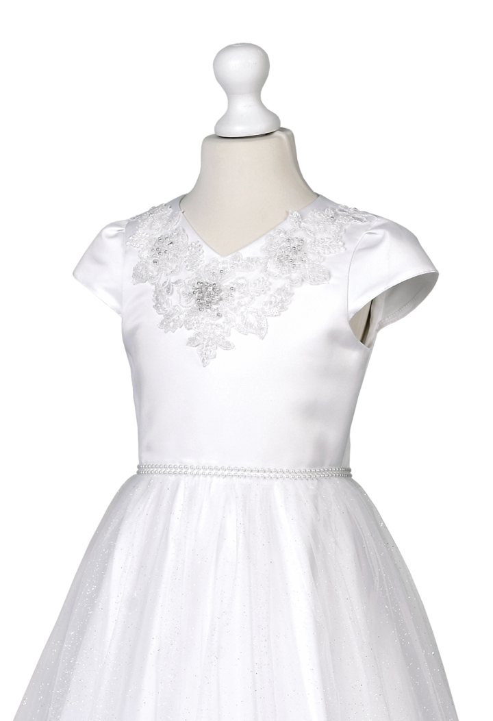 Communion dress with chiffon and beautiful embellishment - Laura 041 - MKMaryla