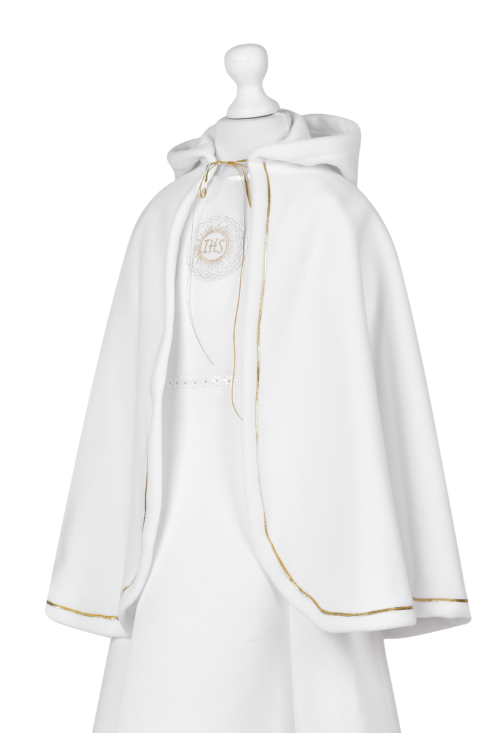 pelerynka do komunii złota z kapturem