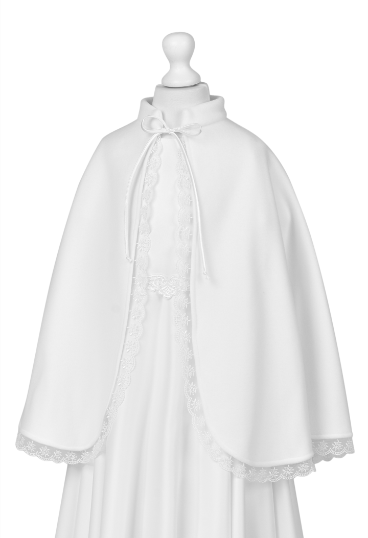 Kommunionsumhang aus Fleece, mit Spitzenband eingefasst - MKMaryla