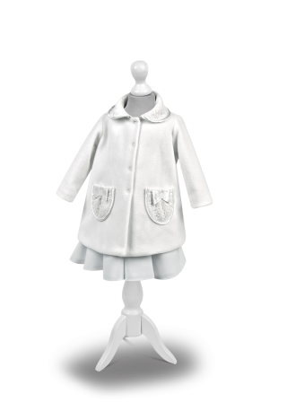 płaszczyk do chrztu ze wstawkami koronkowymi