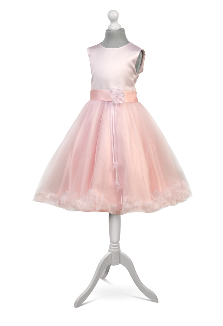 Airy special occasion dress for a girl in the shade of white and pink Rose RB-030