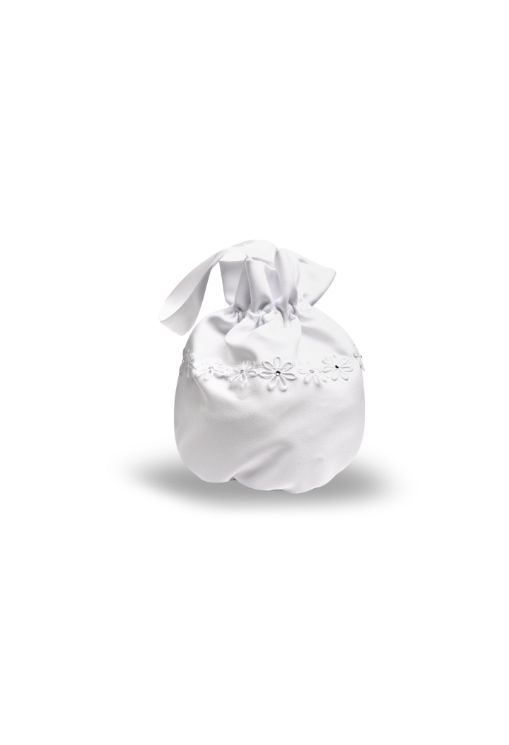 Woreczek komunijny zdobiony delikatnymi kwiatkami 098 - MKMaryla