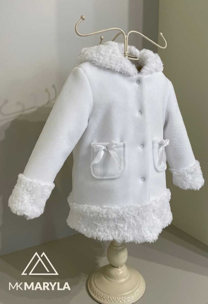 christening coat made of fleece and fur roses