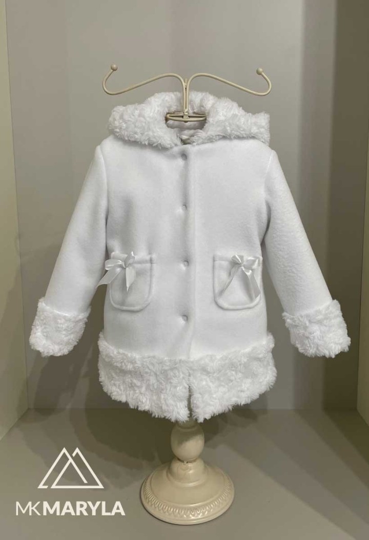 christening coat made of fleece and fur roses