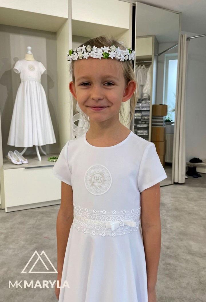 Śnieżnobiała sukienka do Pierwszej Komunii - Marta 029 - MKMaryla