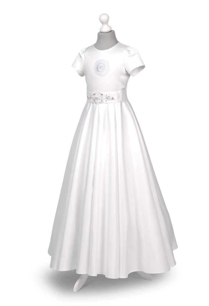 Efektowna satynowa sukienka komunijna Elza 091. - Producent MKMaryla