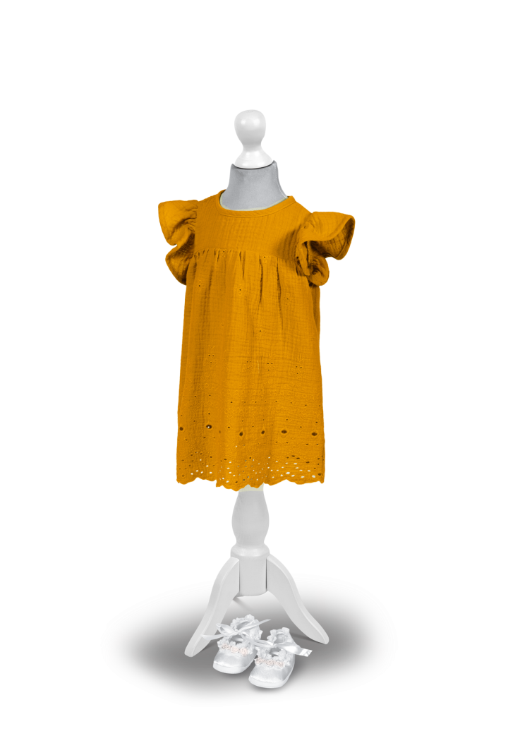 mustard muslin dress
