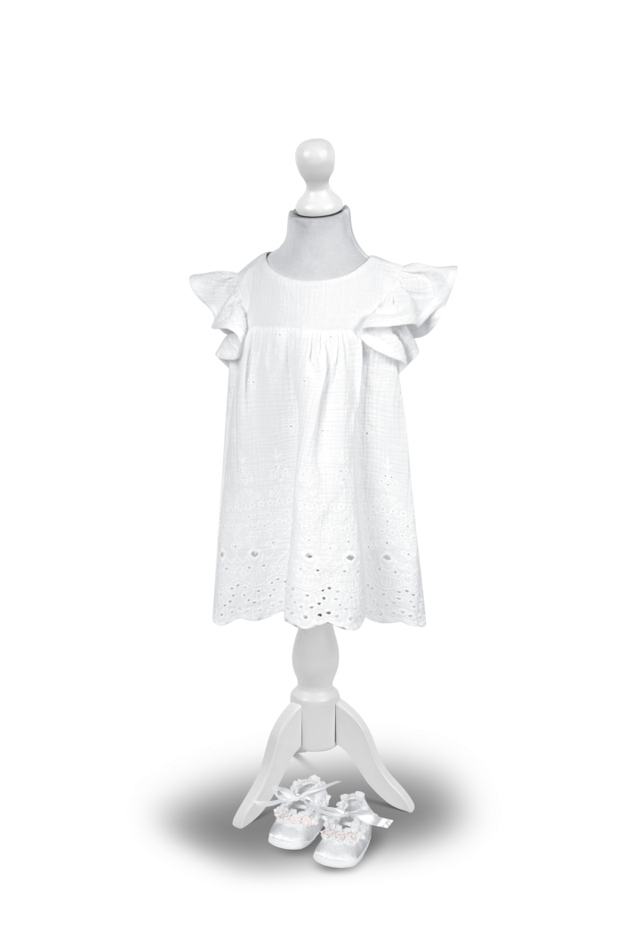 Musselin-Kleid mit englischer Stickerei