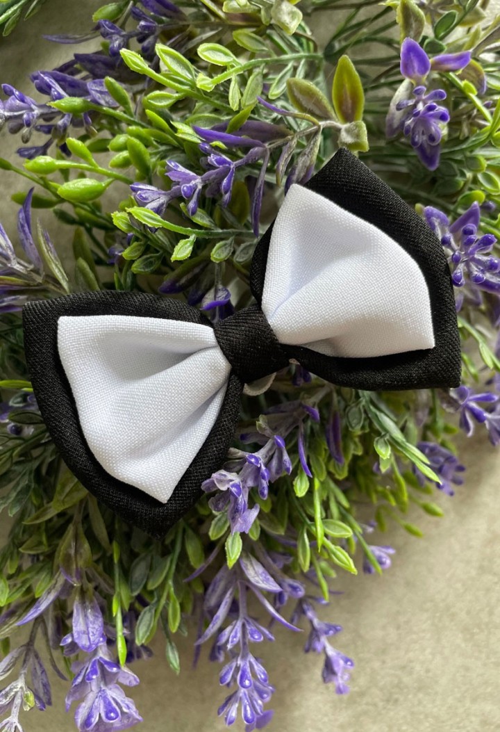 black and white bow tie