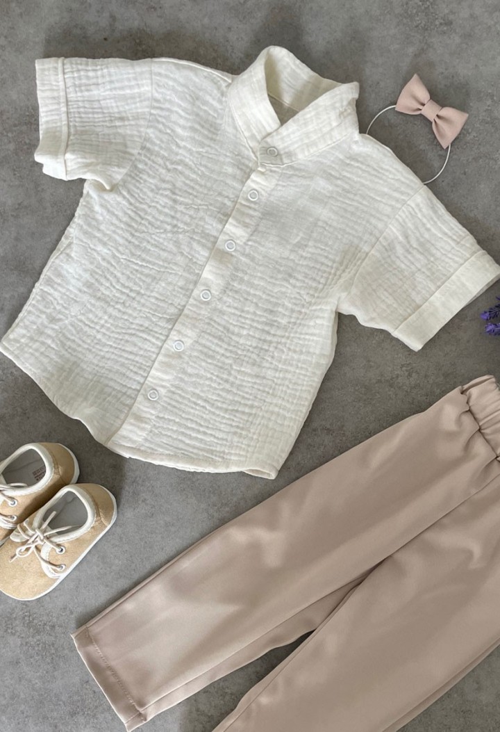 muslin shirt in ecru color