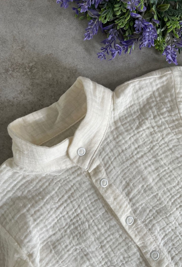 muslin shirt light ecru short sleeve