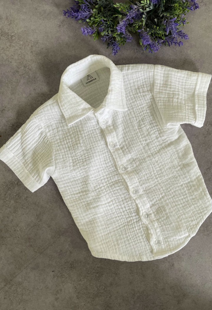 muslin shirt for boy ecru