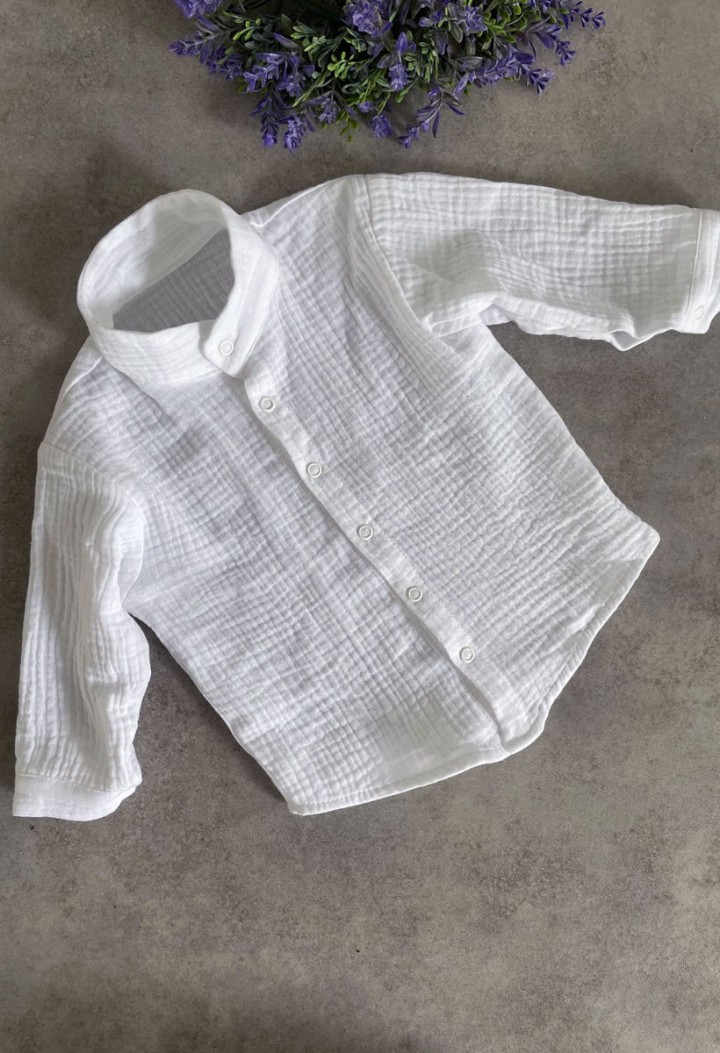 Jungen-Musselinhemd langarm