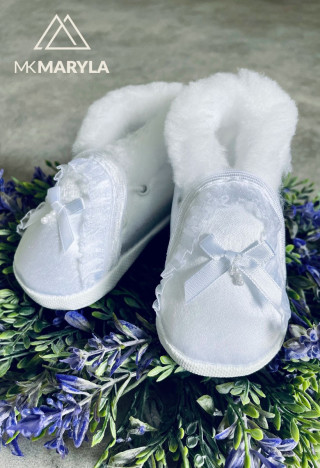 Zimowe buciki atłasowe- do chrztu - na roczek - MKMaryla