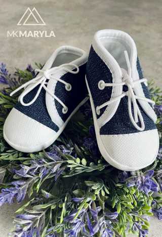Taufschuhe für Jungen, dunkelblau – Babyschuhe ohne Sohle – MKMaryla
