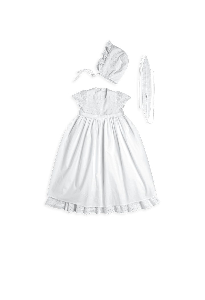 retro-style cotton long christening gown