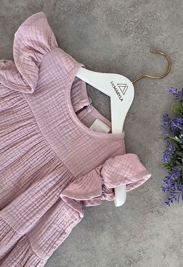 100% muslin dress - delicate ruffles on sleeves - MKMaryla