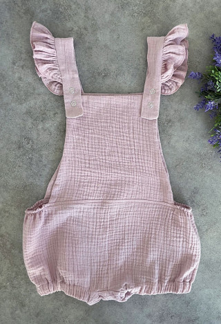 Śliczne pudrowe spodenki na szelkach - Idealne na chrzest roczek i inne uroczystości - MKMaryla