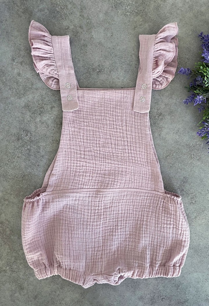 Śliczne pudrowe spodenki na szelkach - Idealne na chrzest roczek i inne uroczystości - MKMaryla