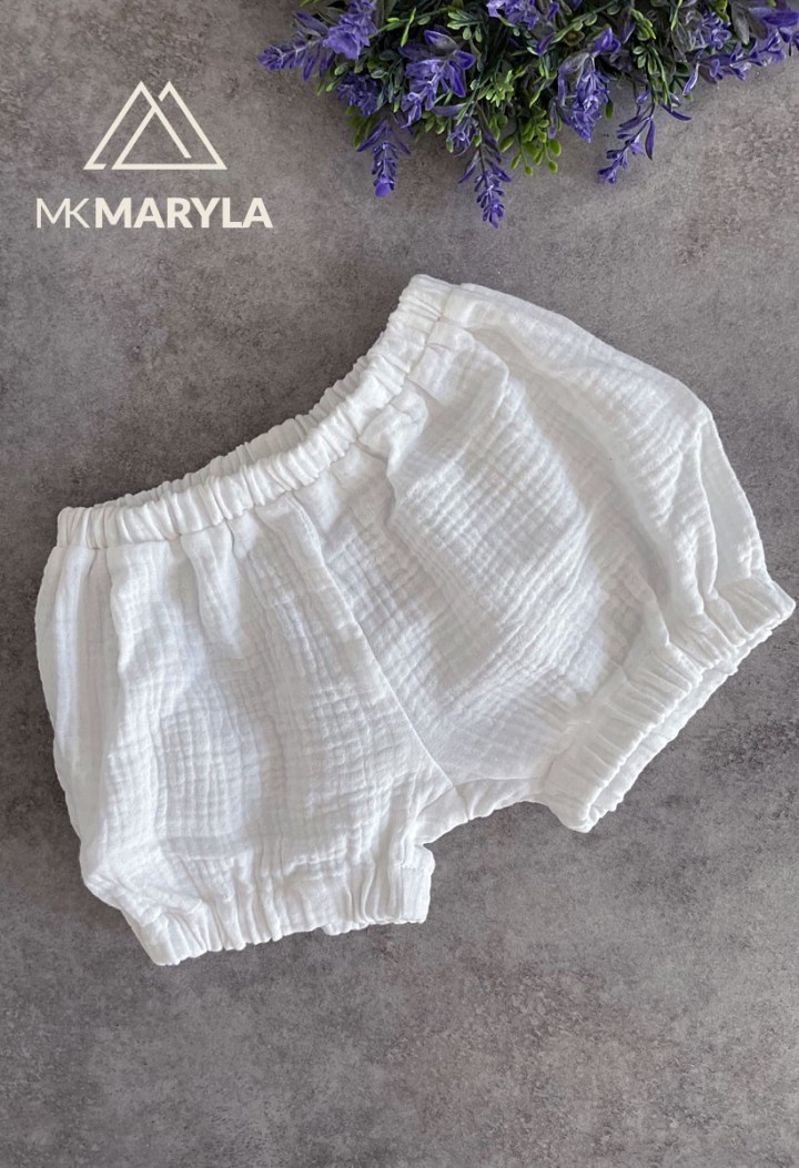 Weiße Kinder-Musselin-Shorts - ideal für Taufe, Geburtstag - MKMaryla