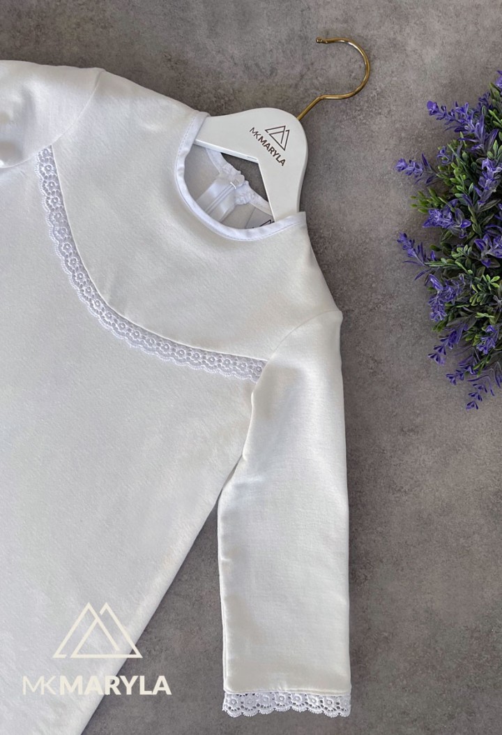 Langärmeliges Baumwoll-Taufkleid - Hannah - MKMaryla