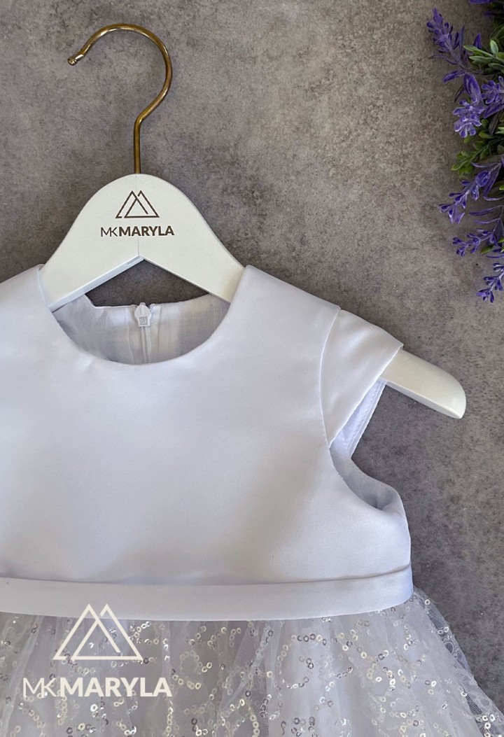 white dress with glitter and sequins