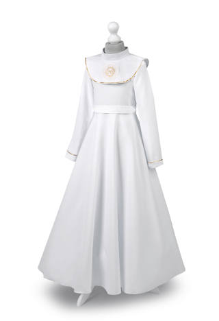 Klasyczna alba z kołnierzem na Pierwszą Komunię dla dziewczynki - Malwina 049 - MKMaryla