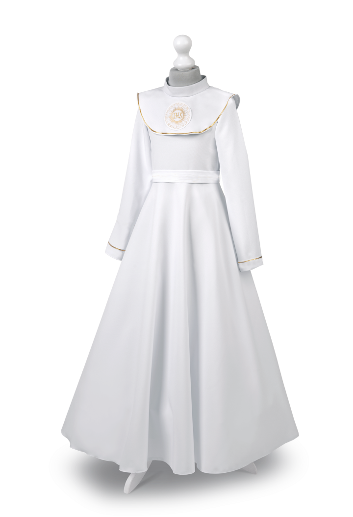 Klasyczna alba z kołnierzem na Pierwszą Komunię dla dziewczynki - Malwina 049 - MKMaryla