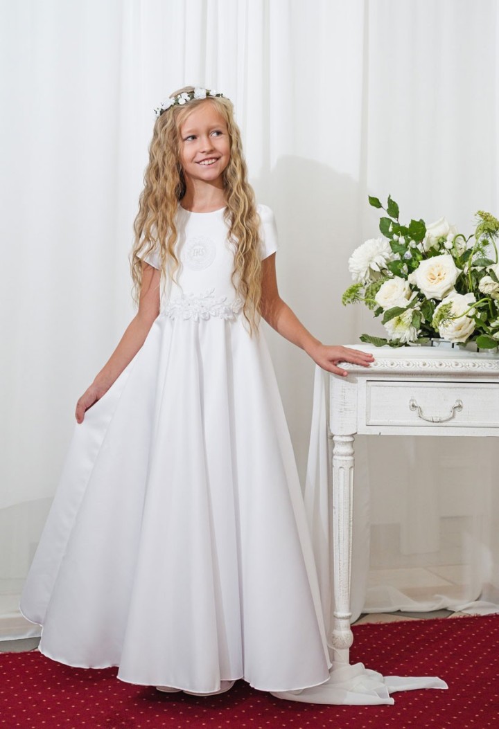Beautifully embellished satin communion dress - Alicia 062 - MKMaryla