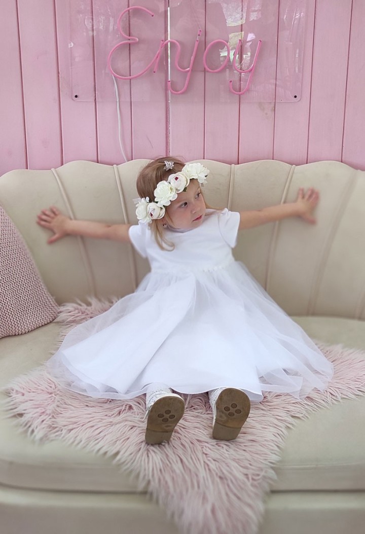 Przepiękna sukienka na chrzest lub roczek Bella białą - MKMaryla