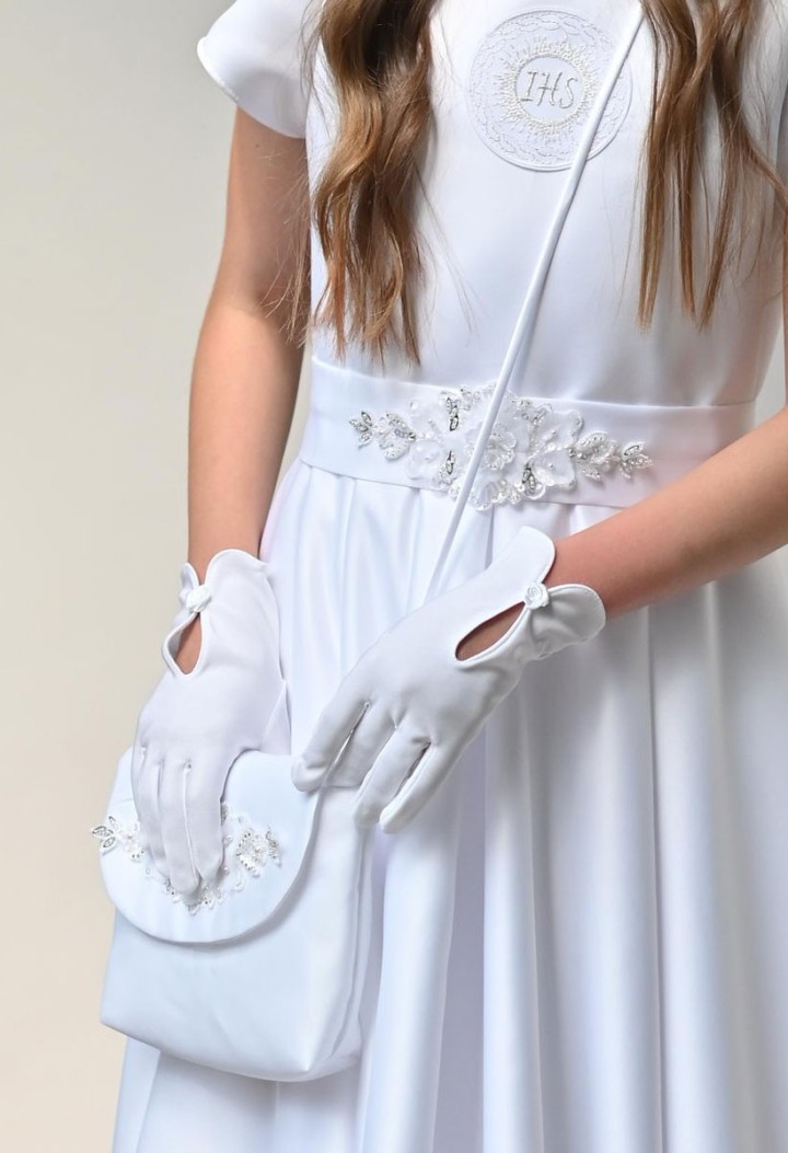 Elza 091 sukienka komunijna z delikatnym zdobieniem - MKMaryla