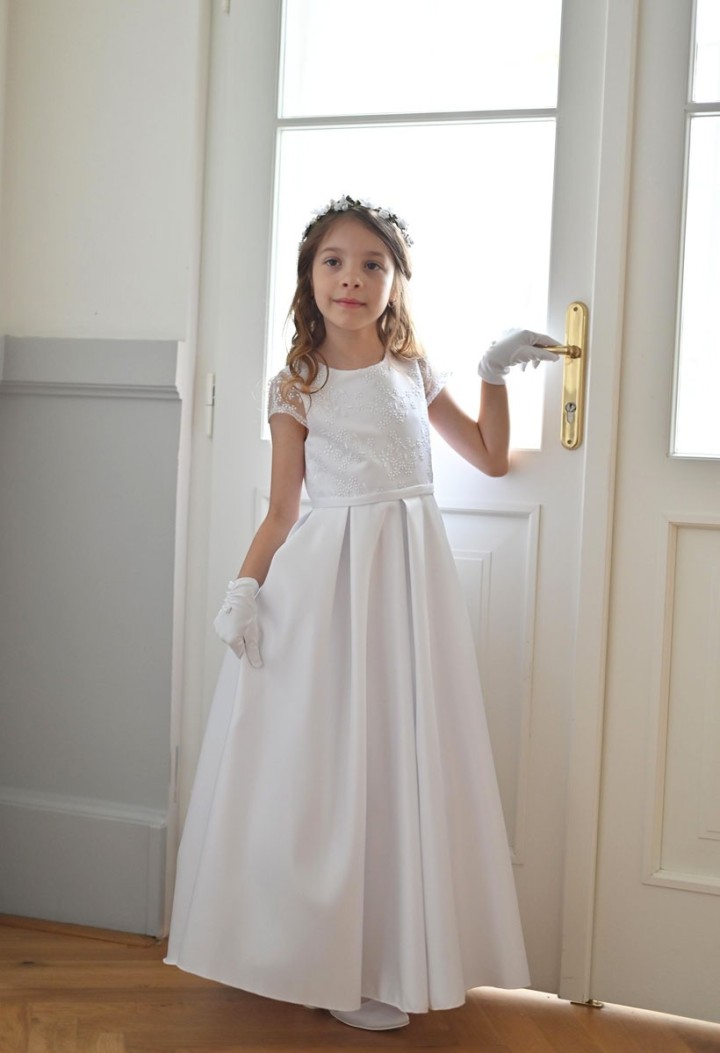 Sukienka z kontrafałdami, elegancka, satynowa - Elza 172 - MKMaryla