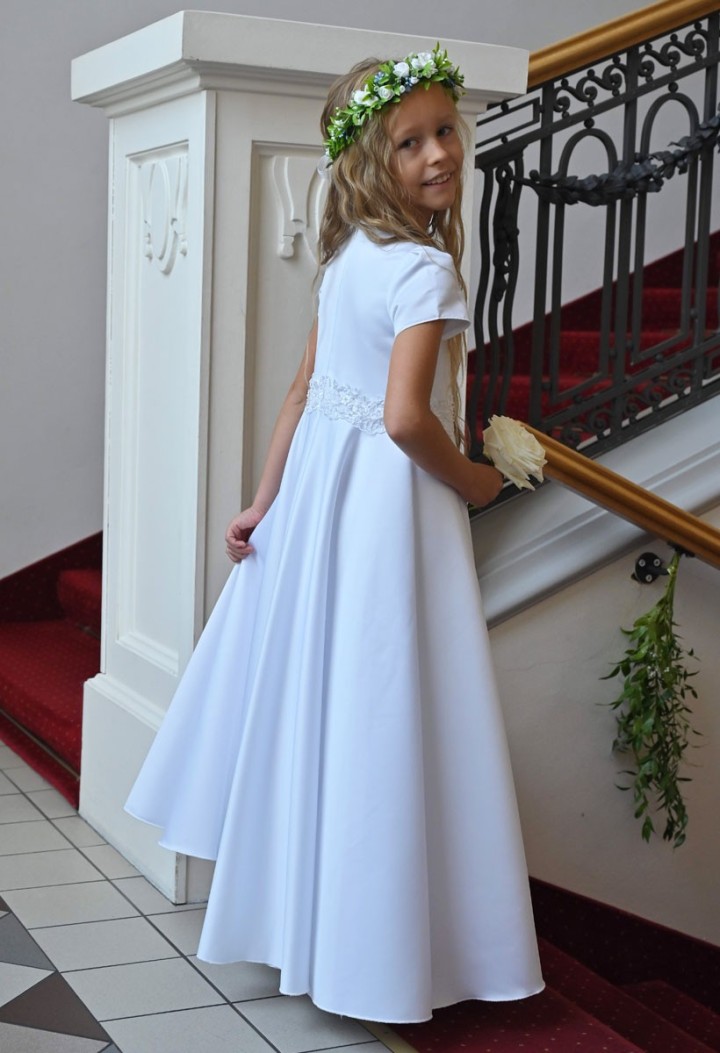 Delikatna satynowa sukienka na Pierwszą Komunię - Alicja 175 - MKMaryla