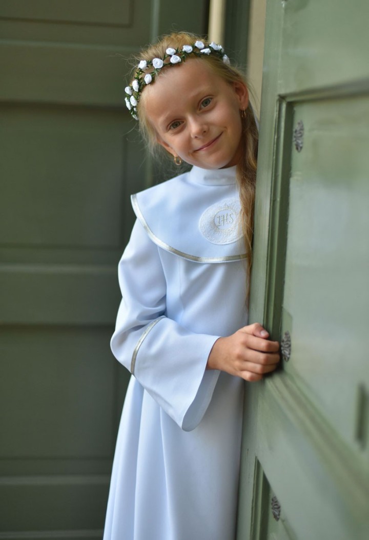 Hania 019 Skromna a zarazem efektowna alba na uroczystość Pierwszej Komunii - MKMaryla