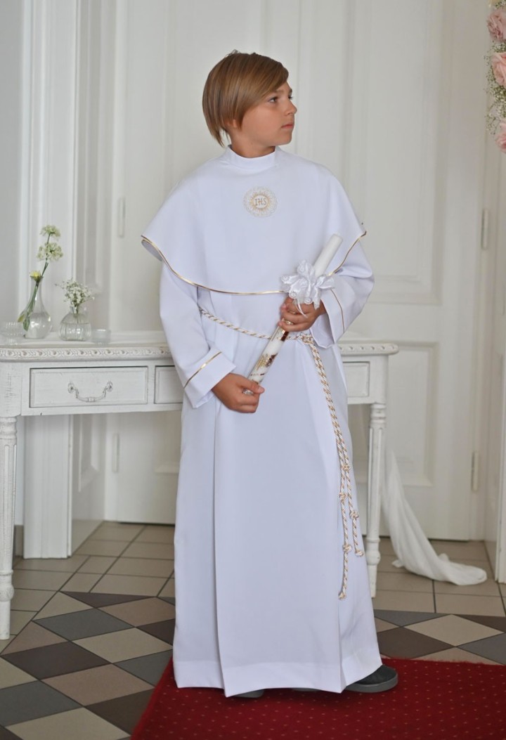 Long communion robe for boy with collar - Dominic 110- MKMaryla