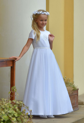Beautiful tulle dress for communion with delicate embellishment . - Laura 060 - MKMaryla