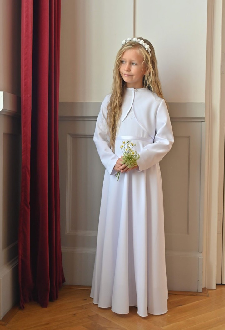 Sukienka komunijna z koronkowymi rękawami - Marta 181 - MKMaryla