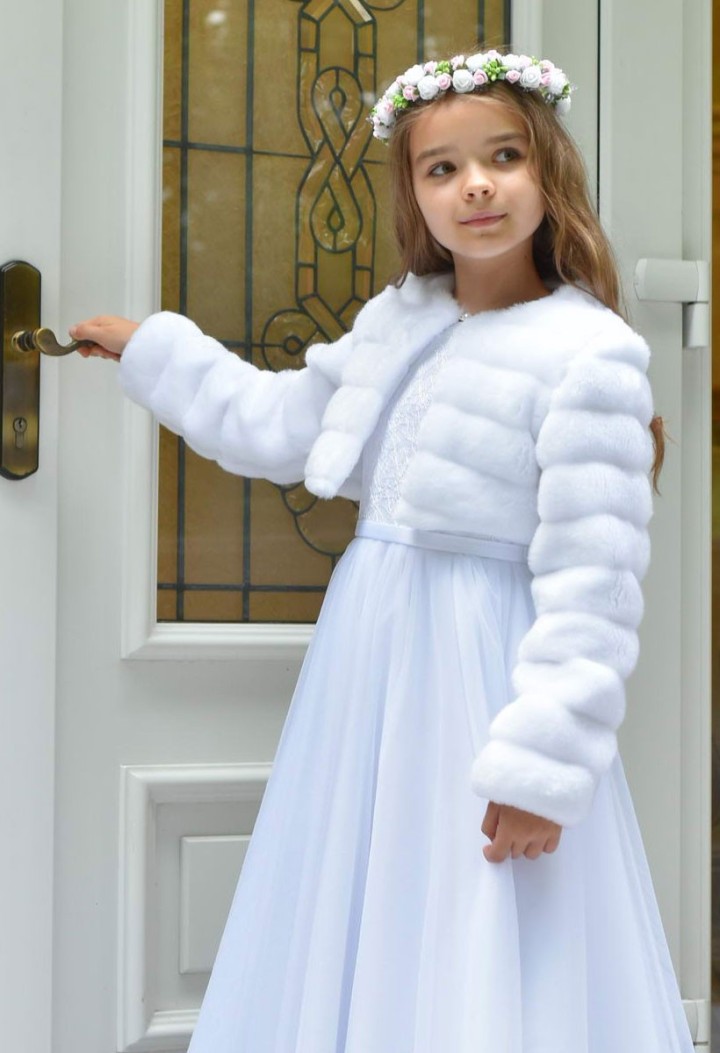 Schneeweißer warmer Kommunionbolero - MKMaryla