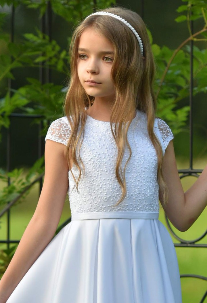 Elza 141 - satynowo-koronkowy wzór sukienki komunijnej - MK Maryla