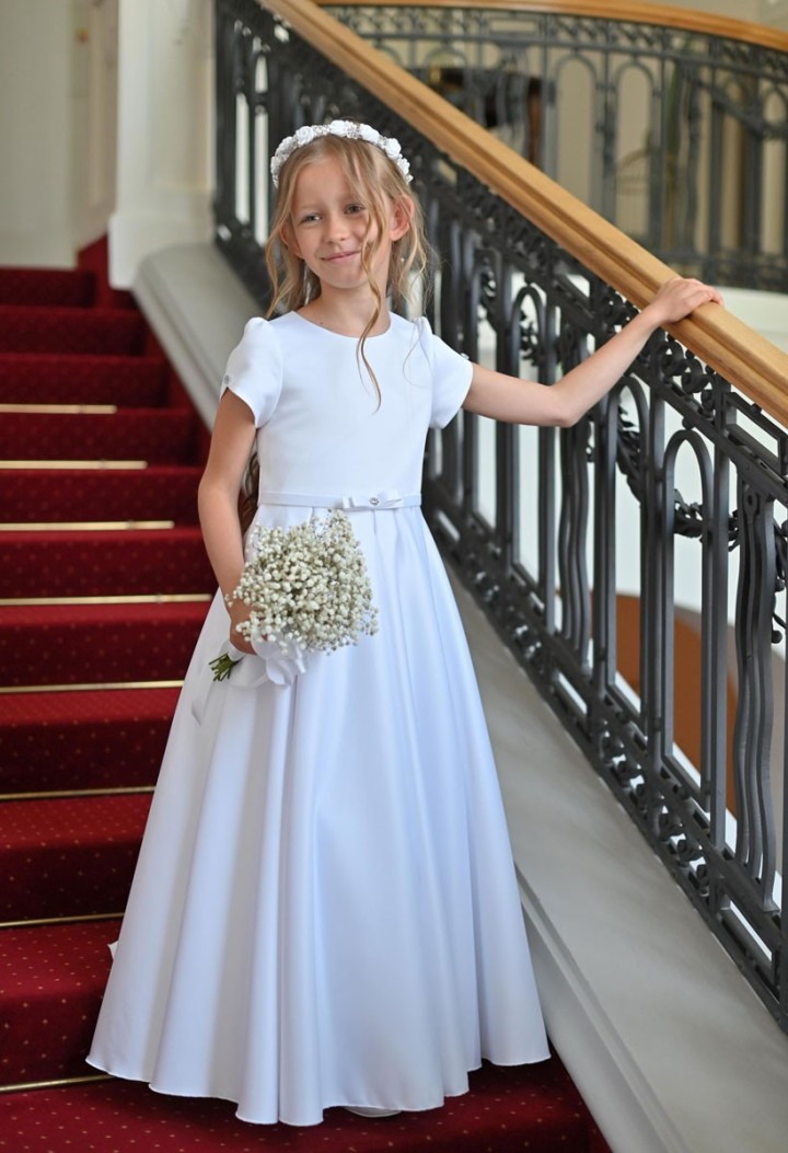 Elegancka suknia z kontrafałdami, satynowa Elza 170 MKMaryla