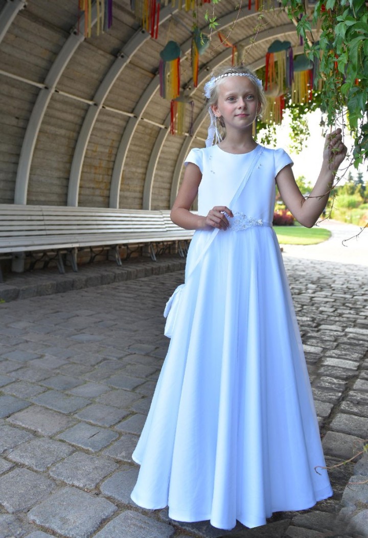 Suknia tiulowa na Pierwszą Komunię z piękną aplikacją - Laura 091 - MKMaryla