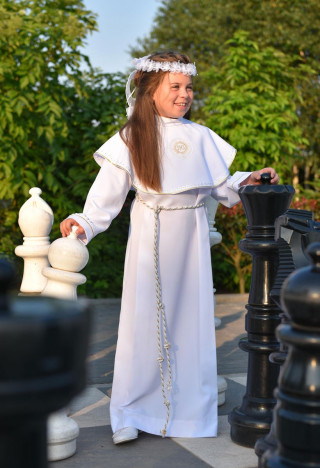 Klasyczna prosta alba komunijna dla dziewczynki - Hania 104 - MKMaryla